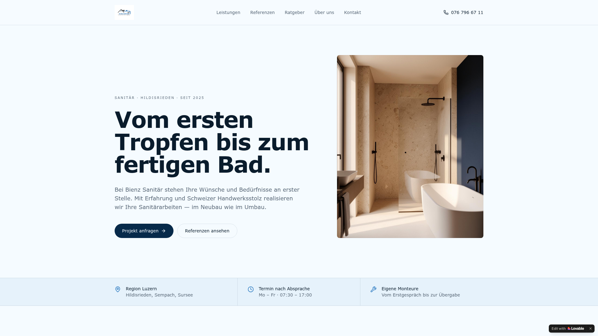 Webseite Bienz Sanitär